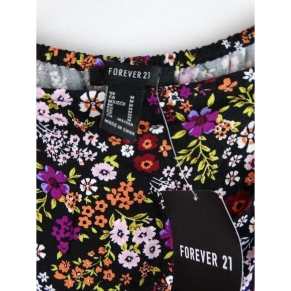 Forever 21 Women's Dress Size Medium Black Floral Long Sleeve Sleeve Mini Dress - Picture 8 of 10